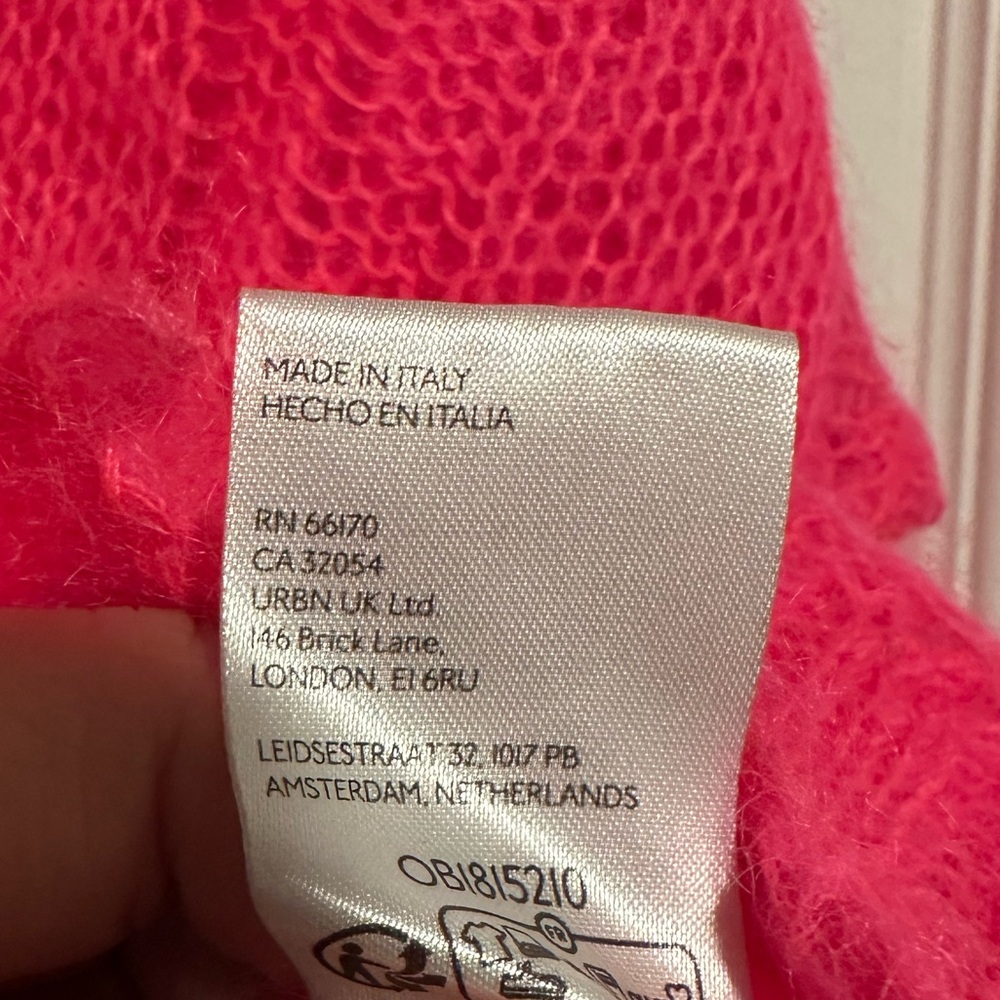 Anthropologie The Posey Stitchy Distressed Sweater in bright neon pink Large - Picture 7 of 7